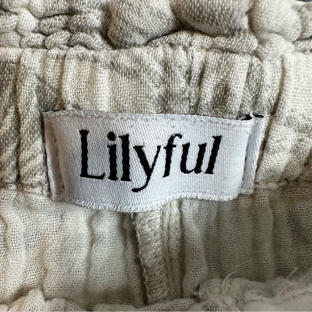 Lilyful Beachy Boho Gauzy Cotton Drawstring Pants With Pockets - Picture 4 of 11